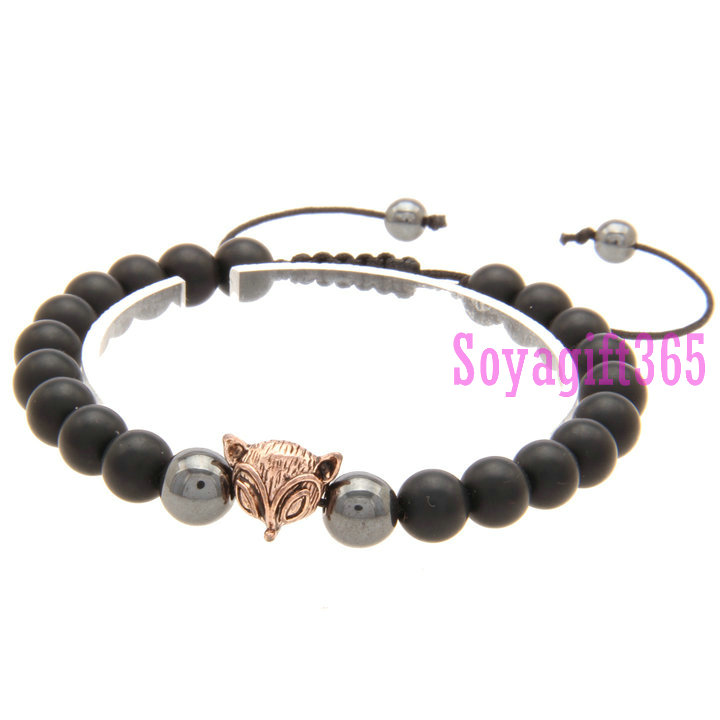 Elastic Bracelets, with Black stone hematite ,Fox, more color for choice, 8mm, Length:Approx 8-10 inch, sold By Strand .