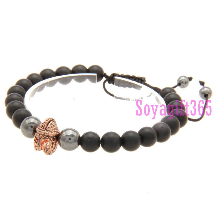 Elastic Bracelets, Antique Alloy , with Black stone , Picture stone , Anmour Helmet, more color for choice, 8mm, Length:Approx 8-10 inch, sold By Strand .