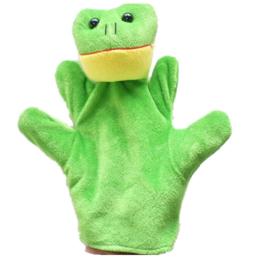 Cartoon animal shape plush hand puppet(Frog),Short plush and PP cotton,23CM,80g,sold by PC