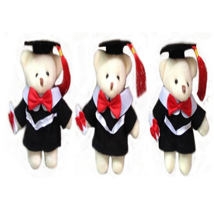 plush doctor bear and graduation bear, standing posture, mixed color, 13cm