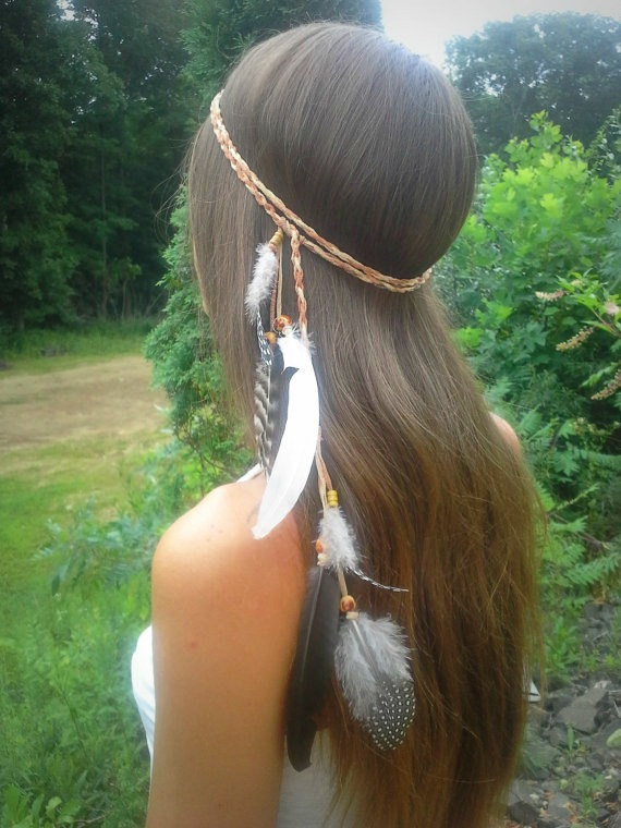 DIY feather hair band adjustable feather hair band bohemian festival