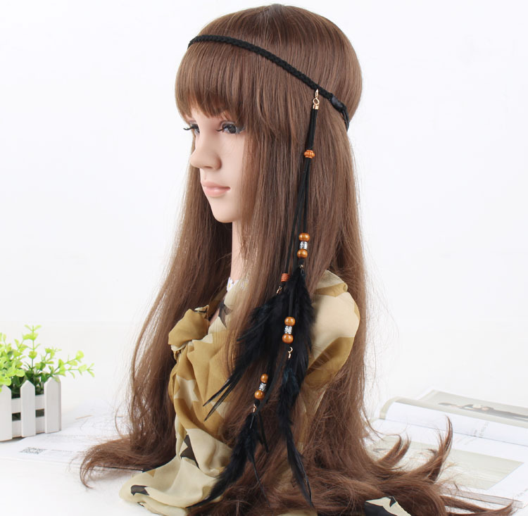 Hand made braid feather hair band  adjustable  hairband for party