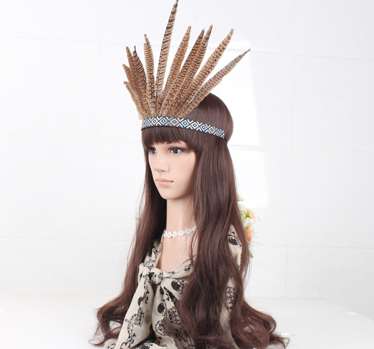 Hand made adjustable hair band  chicken feather  elastic hair band