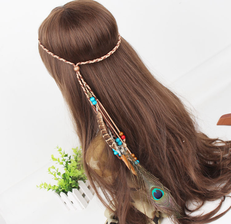 Hand made adjustable hair band  chicken feather  elastic hair band