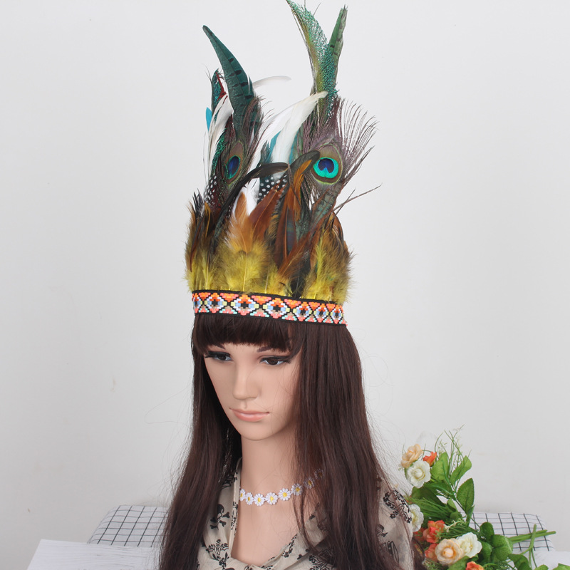 Hand made elastic hair band  feather hair band for party