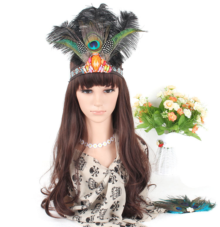 Hand made adjustable hair band  chicken feather  elastic hair band