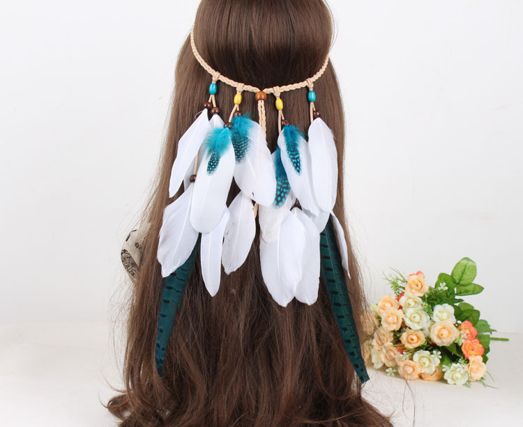 Hand made adjustable hair band  chicken feather  elastic hair band
