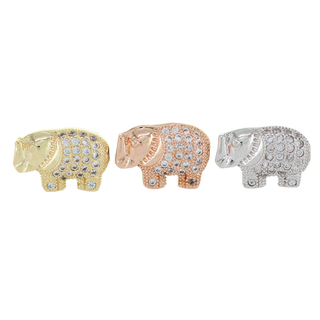 Little rhino DIY Copper Metal Micro Pave Cubic Zirconia Crown Spacer Beads