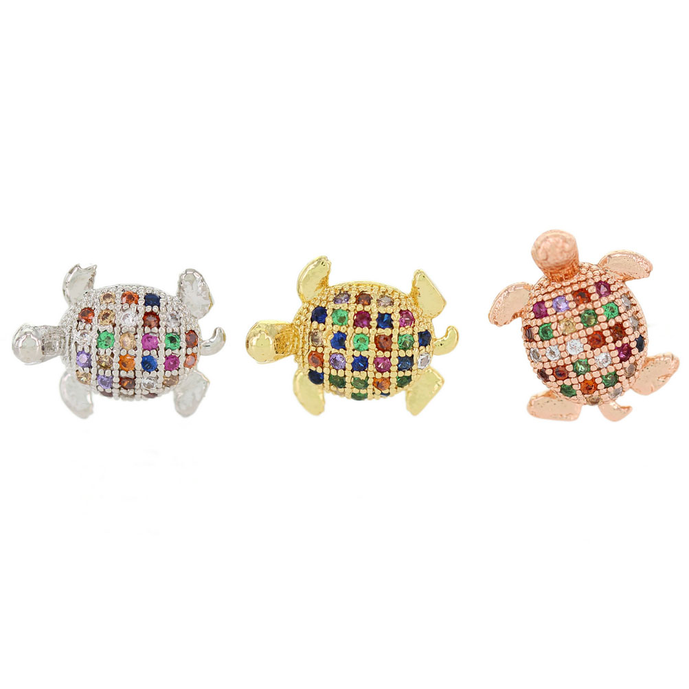 Tortoise DIY Copper Metal Micro Pave Cubic ZirconiaSpacer Beads