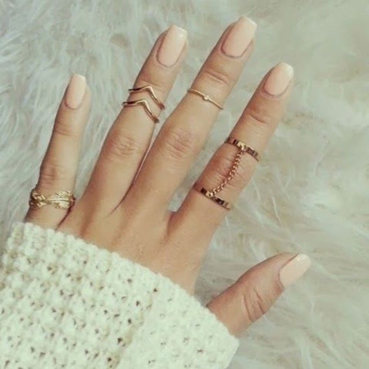 fashion leave  V shape rings  6 pcs / sets   joint knuckle ring sets