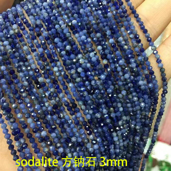 sodalite Natural Faceted Stone Loose Beads 3mm For Jewelry Making DIY Bracelet Accessories 15''