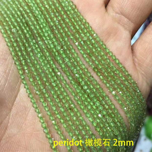 Peridot Zircon Natural Faceted Stone Loose Beads 2/3/4mm For Jewelry Making DIY Bracelet Accessories 15''