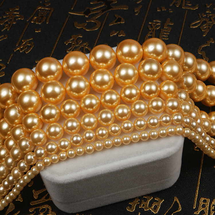 Wholesale Natural Gold Shell Pearl Round Loose Beads For Jewelry Making Choker Making Diy Bracelet Jewellery 3/4/6/8/mm 15''