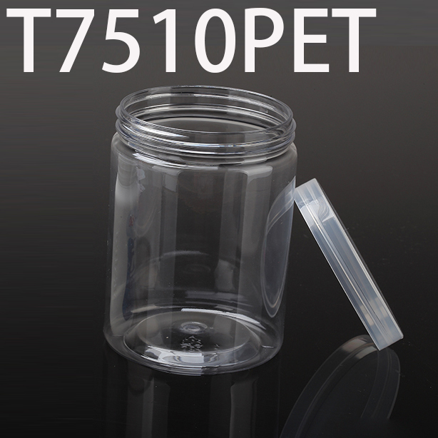 T7510PET 75*75*101mm 350ml Round PET plastic box, parts box, storage box, transparent white
