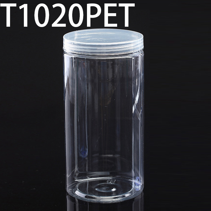 T1020PET 100*100*200mm 1200ml Round PET plastic box, parts box, storage box, transparent white