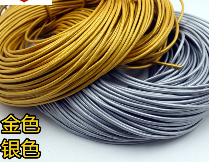 Silver  gold leather cords   men made bracelets
