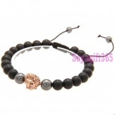 Elastic Bracelets, with Black stone hematite ,Lion,more color for choice, 8mm, Length:Approx 8-10 inch, sold By Strand .