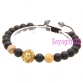 Elastic Bracelets , with Black stone , Picture stone ,Lion, more color for choice, 8mm, Length:Approx 8-10 inch, sold By Strand .