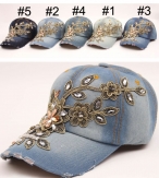 Hand made flower rhinestone  janes cow boy sun hats snaps baseball hats