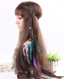 Hand made adjustable hair band  chicken feather  elastic hair band