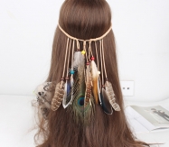 Hand made adjustable hair band  chicken feather  elastic hair band