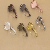 French ear hook Setting Pendant Tray Jewelry Blanks Alloy Round earring base diy material