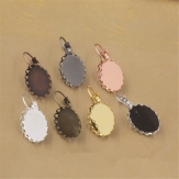 French ear hook Setting Pendant Tray Jewelry Blanks Alloy Round earring base diy material