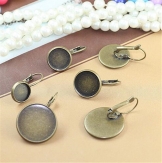 French ear hook Setting Pendant Tray Jewelry Blanks Alloy Round earring base diy material