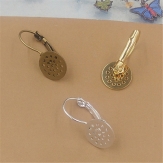 French ear hook Setting Pendant Tray Jewelry Blanks Alloy Round earring base diy material