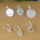 French ear hook Setting Pendant Tray Jewelry Blanks Alloy Round earring base diy material