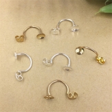 French ear hook Setting Pendant Tray Jewelry Blanks Alloy Round earring base diy material