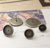 French ear hook Setting Pendant Tray Jewelry Blanks Alloy Round earring base diy material