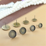 French ear hook Setting Pendant Tray Jewelry Blanks Alloy Round earring base diy material