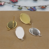 French ear hook Setting Pendant Tray Jewelry Blanks Alloy Round earring base diy material