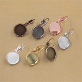 French ear hook Setting Pendant Tray Jewelry Blanks Alloy Round earring base diy material