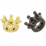 Small crown DIY Copper Metal Micro Pave Cubic ZirconiaSpacer Beads