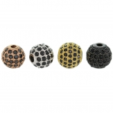 8mm round ball DIY Copper Metal Micro Pave Cubic ZirconiaSpacer Beads