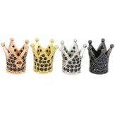 Big crown DIY Copper Metal Micro Pave Cubic ZirconiaSpacer Beads