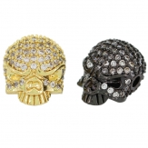 Skull DIY Copper Metal Micro Pave Cubic ZirconiaSpacer Beads