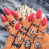 16 pcs / set Adjustable fashion gift stone Joint ring  knuckle rings  set rings