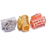 14*11mm Bent pipe DIY Copper Metal Micro Pave Cubic Zirconia Spacer Beads
