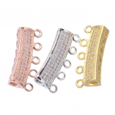 24*10mm Bent pipe DIY Copper Metal Micro Pave Cubic Zirconia Spacer Beads