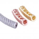 30*7mm Bent pipe DIY Copper Metal Micro Pave Cubic Zirconia Spacer Beads