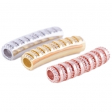 32*8mm Bent pipe DIY Copper Metal Micro Pave Cubic Zirconia Spacer Beads