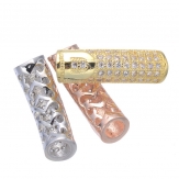 20*6mm Bent pipe DIY Copper Metal Micro Pave Cubic Zirconia Spacer Beads