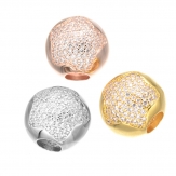 14mm hollow ball big hole DIY Micro Cubic Zirconia Spacer Beads