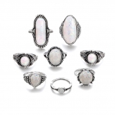 8 Pcs/ sets  Retro gemstone  finger rings joint rings