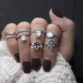 8Pcs/sets finger rings  joint rings  rhinestone V shape rings