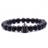 Gemstone black stone elastic  helmet  men's bracelets zirconia