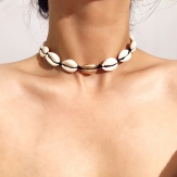 Hand made bohi nature sea shell braid neclace adjustable chorke necklace